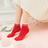 5 paires de chaussettes brillantes en coton dentelle pour femmes, chaussettes de couleur unie avec perles, à la mode, de couleur unie, pour dames