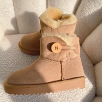 Nouvelles Bottes de Neige Hiver 2026 pour Enfants, Style Village, en Peau de Mouton, Monopièce, Basses, en Cuir Véritable, Antidérapantes, pour le Froid