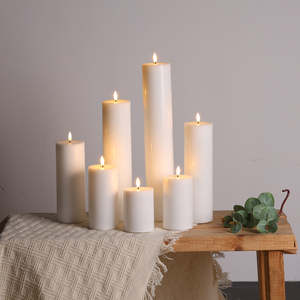 <span class=keywords><strong>Bougie</strong></span> <span class=keywords><strong>LED</strong></span> en forme de pilier, sans flamme, à piles, en cire de paraffine, fabriquée à la main, écologique, sûre, pour les fêtes - Product Image 5