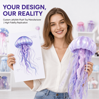 Fabricant de jouets en peluche méduse personnalisés OEM ODM Vente en gros d'animaux en peluche réalistes, poupées douces pour les mascottes de marque et les articles cadeaux