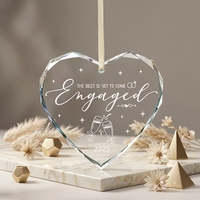 Ornement suspendu en verre cristal transparent en forme de cœur, personnalisable par impression UV, pour la création de souvenirs familiaux, pendentif décoratif pour sapin de Noël, souvenir commémoratif