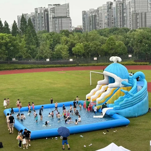 Aoyu <span class=keywords><strong>เช่า</strong></span><span class=keywords><strong>ที่ดิน</strong></span>ขนาดยักษ์วัสดุพีวีซีแบบสูบลมได้สไลด์แบบเปียกบนบกพร้อมสระว่ายน้ำเล่นเกมในสวนน้ำ - Product Image 1