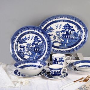 Service de table en porcelaine bleue classique de haute qualité du fabricant d'usine – Assiettes à steak et bols à soupe à prix abordable - Product Image 2