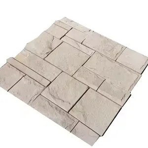 Natürlicher weißer Sandstein in regelmäßiger quadratischer Form außenbereichs-Steinfurnierwand Naturfarbstoffverkleidungspaneel