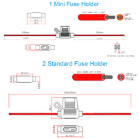 Tahan air 32V pemegang sekering otomotif Mini Medium 16AWG Sekring bilah mobil 3A 5A 10A 15A