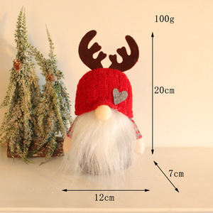 Wholesale Couple Style <b>Christmas</b> Gnome Doll Red & White Knit Hat <b>Reindeer</b> Horn Gnome Holiday Gift Ornament - Product Image 5