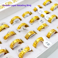 Bijoux pas chers 2020, 100 pièces/sac, export, unisexe, alliage or argent, multicolores, bague rotative double couche, forme géométrique