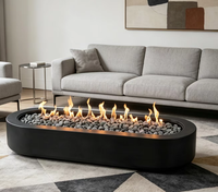 Barbecue chauffant moderne automatique pour l'extérieur, en béton renforcé de fibres de verre, foyer au gaz naturel, chauffage de terrasse