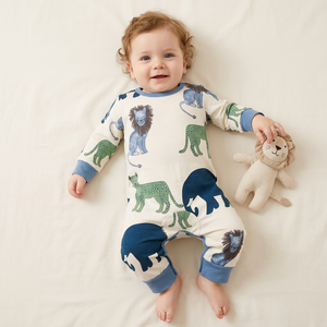 Vêtements pour bébé, combinaison 100% coton biologique respirant à manches courtes avec boutons pression, vêtements pour bébé unisexe écologiques, vente en gros OEM en vrac - Product Image 1