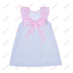 Completo coordinato per sorelle: Vestito in cotone con fiocco grande sul retro e volant per bambine, set 2 pezzi per l'estate (con cuciture e pannolini) - Product Image 3