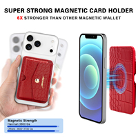 Porte-cartes magnétique en cuir microfibre imprimé sérigraphié effet croco, avec fermeture à clip, personnalisable