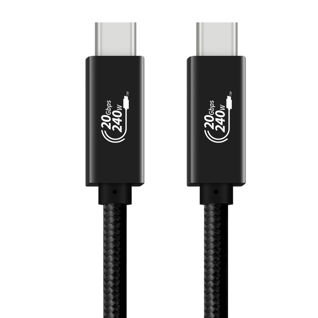 USB3.2 Gen 2 Fast Speed 5A 240W USBC 20Gbps Type C PD Cable with Nylon Jacket and Braid Shielding for Camera and Computer