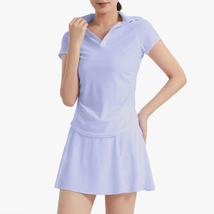 Ensemble de sport à manches courtes pour femme, jupe de tennis moulante amincissante, mini-jupe plissée, jupe-short de yoga, nouvelle arrivée - Product Image 1