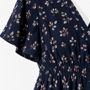 Robe midi en viscose imprimée pour femmes, été, décontractée, motif floral, design personnalisé, marque privée, tissée, OEM ODM Bangladesh - Product Image 4
