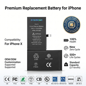 <span class=keywords><strong>Batterie</strong></span> interne de qualité OEM pour iPhone X XS XR XSMAX TI avec puce intelligente, 0 cycle, haute capacité, performance stable pour centres de réparation - Product Image 1