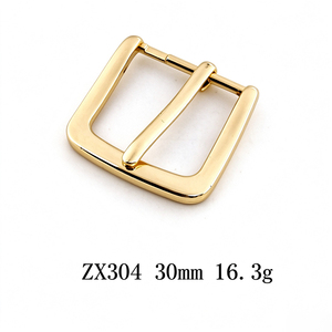 Gloss Gold Plated Zinc Alloy Pin Buckle 30mm Rounded Square Fastener For Premium <b>Leather</b> <b>Belt</b> Formal Outfit Apparel Hardware - Product Image 1