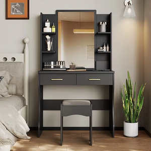 Venta Directa <span class=keywords><strong>de</strong></span> Fábrica, Tocador <span class=keywords><strong>de</strong></span> Madera Nórdico para <span class=keywords><strong>Dormitorio</strong></span>, Tocador <span class=keywords><strong>de</strong></span> Maquillaje con Espejo LED y Silla - Product Image 1