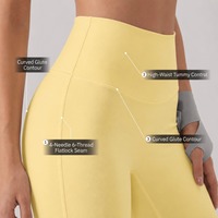 Leggings pour femmes à taille haute avec logo personnalisé, en spandex/nylon, couture plate 4 aiguilles 6 fils, séchage rapide, respirant, pour le yoga