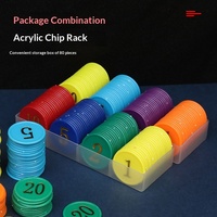 Jetons de Mahjong 160 pièces, double face avec chiffres en relief dorés, avec coffret