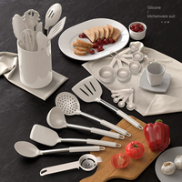 TOALLWIN 2026 – Ensemble d'ustensiles de cuisine tendance résistants à la chaleur : spatule, pince, cuillère, brosse, fouet en silicone