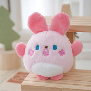 Cute Round Animal Plush Toy Adorable Blue Bear/Pink Bunny/White Cat Plush Multiple Styles Ideal Keychain Gift for Kids - Product Image 4
