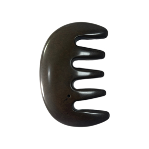 Nouvel arrivage : Peigne en pierre de Bian marron pour thérapie de raclage Guasha - Product Image 5