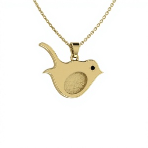 Colgante de paloma de la mejor calidad, chapado en oro de 14k sobre plata de ley 925, con engaste de bisel, para recuerdo con trabajo de resina para cenizas - Product Image 1