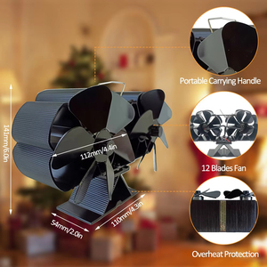 Ventilador para Estufa de Leña, Silencioso, con Doble Motor, 6 Aspas, Activado por Calor, No Eléctrico, con Soporte y Termostato Magnético - Product Image 4