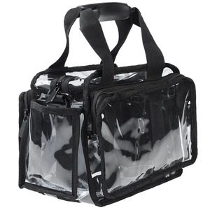 Bolsa para cosméticos, maquiagem à prova d' água de pvc, kit profissional de maquiagem, organizador para artista, bolsas transparentes com alça de ombro