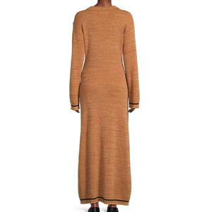 Abito Camicia Lungo in Maglia con Bordi a Contrasto per Donna, Stile Chic Casual per Uscite Quotidiane, Personalizzabile e Vendita all'Ingrosso - Product Image 2