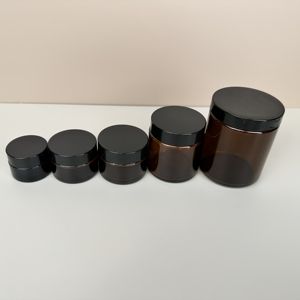 Anufacturer 4oz 120ml Empty lack ID Amber Lass andandle ar osmético Lass Jar - Product Image 2