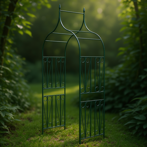 Arco de Jardín VidaxXL Verde con Recubrimiento de Hierro en Polvo, Diseño con Púas para Plantas Trepadoras, Adorno para Exteriores - Product Image 2