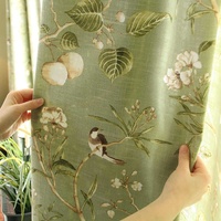 Tissu de rideau de fenêtre pleine hauteur translucide personnalisable en coton et lin tissé, style campagnard américain, pour toutes les saisons