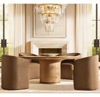 Ensemble de table à manger ronde moderne pour 6 personnes, table de cuisine en bois avec un design élégant, table à manger de luxe