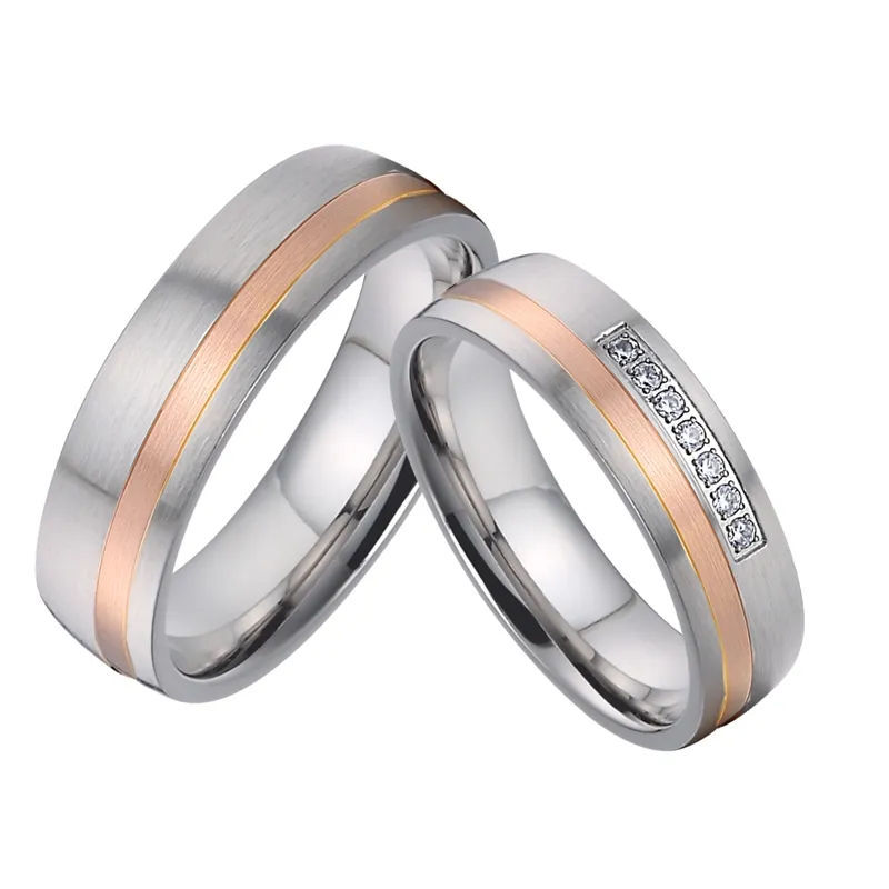 Original 2019 Designer Custom platinum titanium jewelry wedding rings set rose gold couple rings for men and women