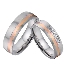 cincin pernikahan pasangan emas asli Suppliers-Asli 2019 Desain Kustom Platinum Titanium Perhiasan Pernikahan Cincin Set Mawar Emas Beberapa Cincin untuk Pria dan Wanita