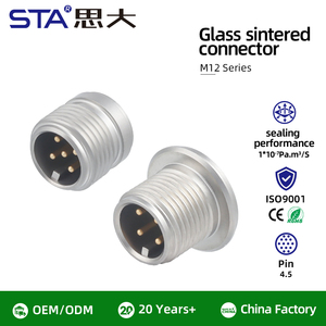 <span class=keywords><strong>Conector</strong></span> Hermético de Sinterización de Vidrio <span class=keywords><strong>M12</strong></span> de <span class=keywords><strong>4</strong></span> <span class=keywords><strong>Pines</strong></span> y 5 Núcleos, Acero Inoxidable 316L, Enchufe de Aviación, Sensor Sellado, <span class=keywords><strong>Conector</strong></span> de Brida - Product Image 1