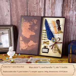 Bolígrafo de plumas de alta calidad al por mayor, estilo europeo vintage con gemas, caja de regalo, para práctica de caligrafía, regalo, sello de cera. - Product Image 5