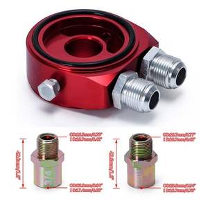 Kit <span class=keywords><strong>de</strong></span> Adaptador <span class=keywords><strong>de</strong></span> Placa <span class=keywords><strong>de</strong></span> Derivación para Enfriador <span class=keywords><strong>de</strong></span> Aceite Turbo Universal <span class=keywords><strong>de</strong></span> Aluminio M20x1.5 3/4 <span class=keywords><strong>X</strong></span> <span class=keywords><strong>16</strong></span> AN10, Color Rojo - Product Image 3