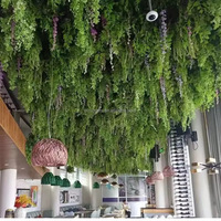 NINI Moderner Stil Wasserdichte Decken-Dekoration für Restaurants Künstliche Seiden-Plastikpflanzen Wandbehang Grüne Ranken Blumen-Simulation