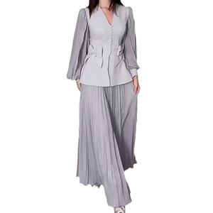 Neue Damen einfarbig elegante Langarm Schleife Shirt Rock 2-teiliges Set Sehe Fashion - Product Image 6