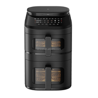 ANWELL Friteuses à air chaud doubles 10 fonctions 4,5L+6,5L 11L avec réservoir d'eau à vapeur réel, grande capacité, empilables, avec fenêtres