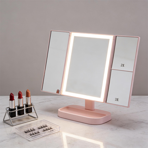 Specchio da Trucco Pieghevole con Ingrandimento 1X 2X 3X, LED e Touch Screen, Ricaricabile, Personalizzabile OEM ODM - Product Image 1