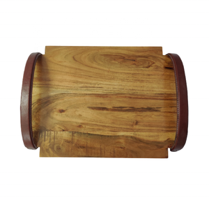 2024 luxe poignée en cuir marron planche de service écologique en gros cuisine à manger mangue/acacia ensembles de vaisselle fruits - Product Image 6