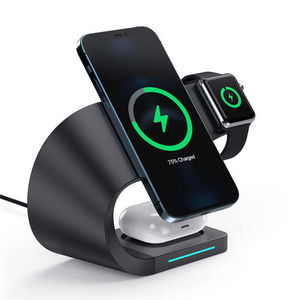 3 in 1 Wireless Charger for Phones & Smart Watch with 10W PD Fast Charging Magnetic Stand & Holders - Product Image 1