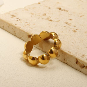 반구형 용접 스테인레스 스틸 반지 18K 금도금 방수 colorfast 패션 멋진 소녀 손가락 반지 트렌디 한 보석 - Product Image 5