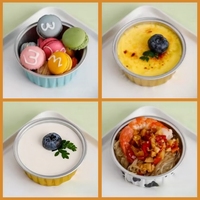 Plat de cuisson jetable en aluminium avec couvercle Plateau de récipient alimentaire en aluminium coloré de qualité alimentaire pour modèle de cuisson de gâteau Plateau à muffins