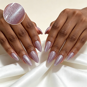 Faux Ongles à Presser en Gros, Lavande Scintillante, Forme Amande, Effet Chatoyant Fin, Ongles Artificiels, Logo Personnalisé, Réutilisables - Product Image 2