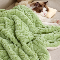 Couverture double face pour animaux de compagnie, tapis chaud d'hiver de couleur unie pour chat, coussin doux pour chaton, couverture pour chien