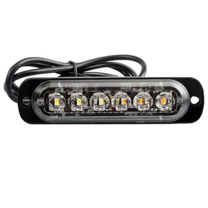 12V 24V 6LEDs รถบรรทุกรถ LED ไฟเตือนฉุกเฉิน Strobe ไฟ LED รถ